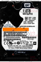 Western Digital Blue WD10JPVX-60JC3T0 726834-001 10 SEP 2016 Malaysia 01.01A01 SATA back side