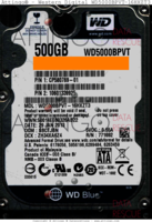 Western Digital Blue WD5000BPVT-16HXZT3 CP580769-01 29 JAN 2013 Malaysia  SATA front side