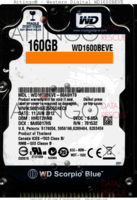 Western Digital Scorpio Blue WD1600BEVE WD1600BEVE-00A0HT0 11 JUN 2012 THAILAND  PATA front side