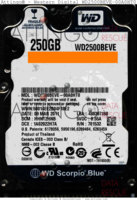 Western Digital Scorpio Blue WD2500BEVE-00A0HT0 WD2500BEVE-00A0HT0 09 MAR 2011 Thailand  PATA front side
