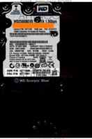 Western Digital Scorpio Blue WD2500BEVS WD2500BEVS-08VAT1 07 NOV 2008  13.01A13 SATA front side