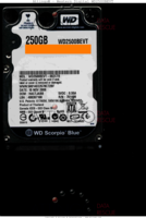 Western Digital Scorpio Blue WD2500BEVT WD2500BEVT-00ZCT0 10 NOV 2008 Thailand  SATA front side