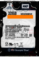 Western Digital Scorpio Blue WD3200BEVE WD3200BEVE-00A0HT0 07 AUG 2011 THAILAND  PATA front side