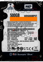 Western Digital Scorpio Blue WD5000BPVT WD5000BPVT-00HXZT3 22 JUN 2012 MALAYSIA  SATA front side