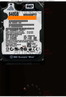 Western Digital Scorpio Blue WD6400BPVT-24HXZT1 XXXXXX-XXX 15 SEP 2010 Thailand  SATA front side