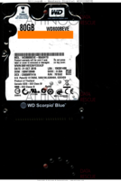 Western Digital Scorpio Blue WD800BEVE WD800BEVE-00A0HT0 21 OCT 2010 Thailand  PATA front side
