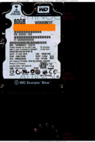 Western Digital Scorpio Blue WD800BEVT-22ZCT0 XXXXXX-XXX 17 AUG 2010 Thailand  SATA front side