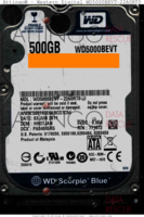 Western Digital WD Scorpio Blue WD5000BEVT-22A0RT0 WD5000BEVT-22A0RT0 03 JUN 2011 Malaysia  SATA front side