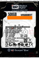 Western Digital WD5000BEVT-00A03T0 WD5000BEVT-00A03T0 WD5000BEVT-00A03T0 17 JUL 2009 THAILAND  SATA front side